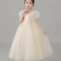 JC SPARKLE Girls Embellished Puff Sleeve Maxi Dress-image-101