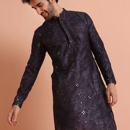 KISAH Men Embellished Regular Fit Mirror work Kurta-57