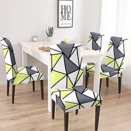 Cortina Set Of 4 White & Yellow Printed Chair Covers-12