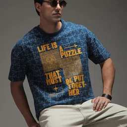Stormborn Men Typography Printed Round Neck Cotton Oversized T-shirt-image-44