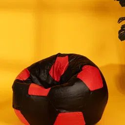 THREADVIBE LIVING Black & Red Football Bean Bag With Beans-picture-21