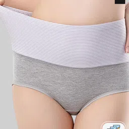 PLUMBURY Pack Of 2 Striped High Waist Tummy Control Briefs-image-34
