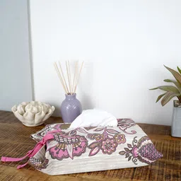 Ratan Cart Purple Paisley Printed Cotton Tissue Box Cover-14