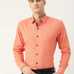 SOJANYA Men Orange Classic Regular Fit Solid Formal Shirt-image-17
