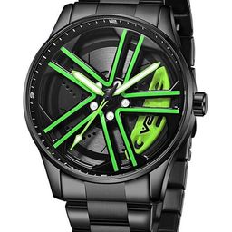 V2A Men Dial & Stainless Steel Straps Analogue Watch V2A-CN-2320-Blk-Grn-image-40