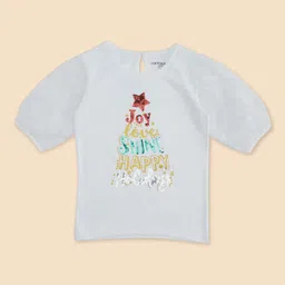 Pantaloons Junior Girls Typography Printed Cotton T-shirt-picture-21