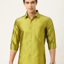 THANGAMAGAN Men Lime Green Regular Fit Solid Casual Shirt-image-91