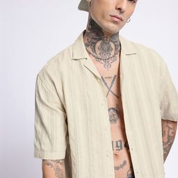 glitchez Urban Cool Self Design Textured Oversized Shirt-image-43