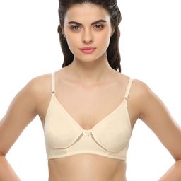 Clovia Cotton Rich Non Padded Wirefree T-Shirt Bra In Nude-image-51