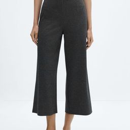 MANGO Women Knitted Cropped Wide Leg Trousers-image-42