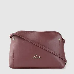 Lavie Dyna Burgundy Solid Structured Sling Bag-picture-14