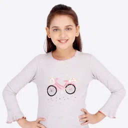 CUTECUMBER Girls Grey Printed Top-image-52