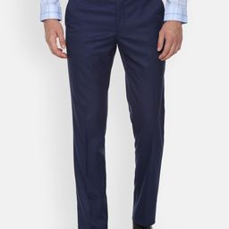 Louis Philippe Men Navy Blue Slim Fit Self Design Formal Trousers-image-46