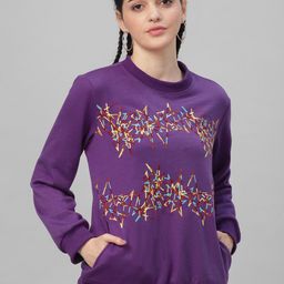 Athena Women Purple Embroidered Sweatshirt-image-57