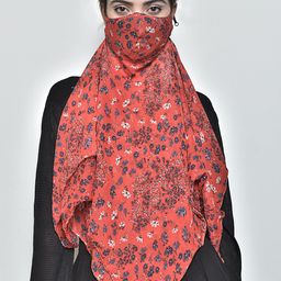 SWAYAM Women Red & Blue Printed 3-Ply Anti-Pollution Reusable Protective Outdoor Mask Cum Scarf-11
