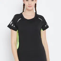 Camey Women Black Solid Round Neck T-shirt-image-21