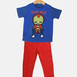 YK Marvel Boys Blue & Red Printed T-shirt with Pyjamas-image-30
