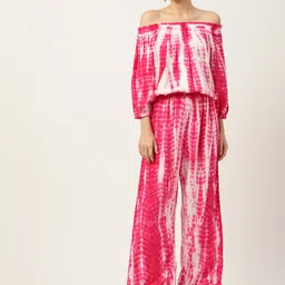 Maaesa Women Pink & White Tie & Dyed Co-Ords-image-87