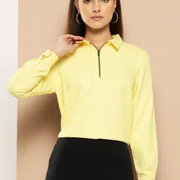 her by invictus Spread Collar Half-Zipper Top-picture-46
