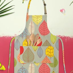 ArtzFolio Grey & Yellow Printed Cotton Aprons-22