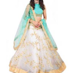 F Plus Fashion Girls Embellished Semi-Stitched Lehenga & Unstitched Blouse With Dupatta-image-37