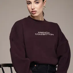 French Connection Ribbed Drop-Shoulder Sleeve Crewneck Sweatshirt-image-97