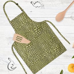 ArtzFolio Kids Green & White Printed Cotton Aprons-2