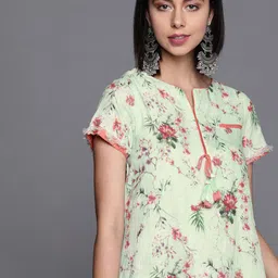 Biba Women Green & Pink Floral Printed Kurta-picture-42