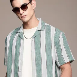 The Roadster Life Co. Relaxed Fit Self Striped Drop-Shoulder Sleeves Casual Shirt-image-69