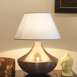 THE LIGHT STORE Copper-Toned & Off-White Self Design Bedside Standard Lamp with Shade-0