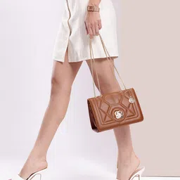 Chemistry Quilted Shoulder Bag with Stylized Button-28