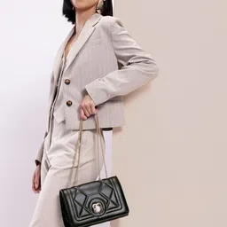Chemistry Quilted Shoulder Bag with Stylized Button-26