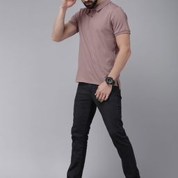 Roadster Men Mauve Solid Polo Collar Pure Cotton T-shirt-picture-16