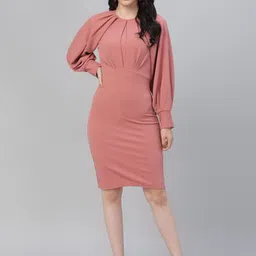 Athena Nude-Coloured Sheath Dress-image-45