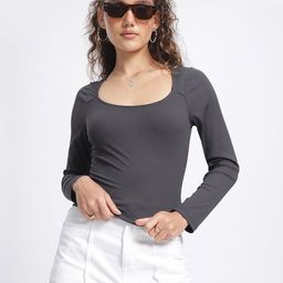 glitchez Ribbed Edge Scoop Neck Fitted Top-image-86