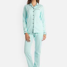Nite Flite Women Blue Solid Nightsuit-image-13