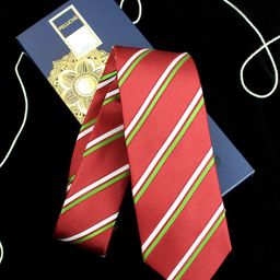 PELUCHE Unisex Maroon & Green Striped Skinny Tie-image-38