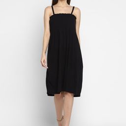 Aditi Wasan Black Smocked A-Line Dress-image-49