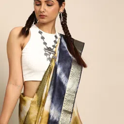 Taavi Tie and Dye Zari Pure Silk Bhagalpuri Saree-image-45