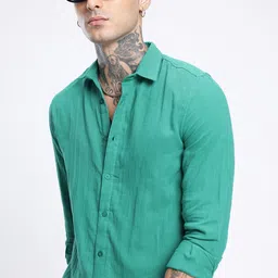 glitchez Cool Vibe Regular Fit Crinkled Shirt-image-33