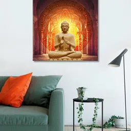 999Store Brown Printed Buddha Canvas Wall Art-image-48