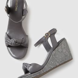 Marc Loire Women Grey PU Wedge Heels  with Buckles-15