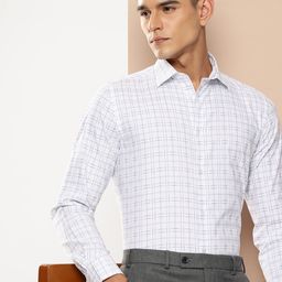 INVICTUS Pure Cotton Slim Fit Opaque Checked Formal Shirt-picture-22