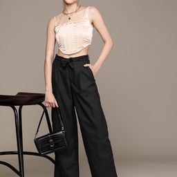 Label Ritu Kumar Women Black Pleated Trousers-image-29