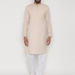 Wintage Men Peach-Coloured Solid Straight Kurta-picture-17