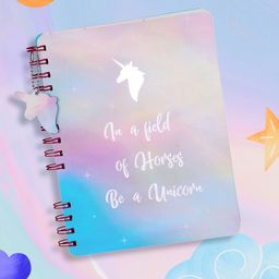 Doodle Blue & Purple Unicorn Printed Wired Notebook-image-26