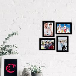 eCraftIndia Set Of 4 Black Solid Memory Wall Collage Photo Frames-7