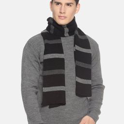 513 Men Black & Grey Striped Muffler-image-97
