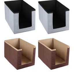 Kuber Industries Set of 4 Grey & Brown Solid Sustainable Shirt Stackers-50
