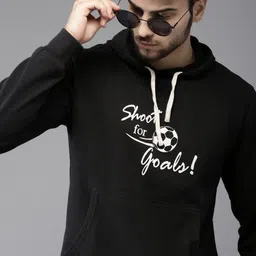Campus Sutra Men Black Printed Hooded Sweatshirt-image-48